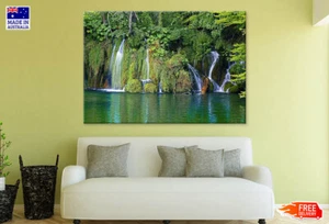 Impresión en lienzo de cascadas y lago, Croacia decoración del hogar sin marco - Imagen 1 de 5