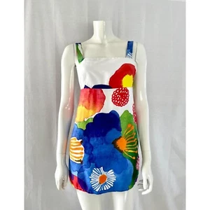 Mini Vestido MARIMEKKO, Vestido Floral Verano Algodón, Talla 38 Colorido Vestido de Sol - Imagen 1 de 10