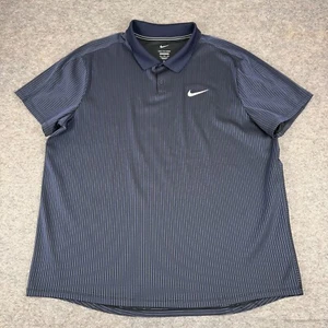 Nike Dri Fit Court ADV Slam Tennis Polo Shirt Slim Fit Blue Mens XXL 2XL - Picture 1 of 9