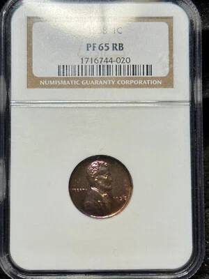 1938 Proof Lincoln Wheat Cent NGC PF65 RB Amazing Toning And Luster - Image 1 of 4