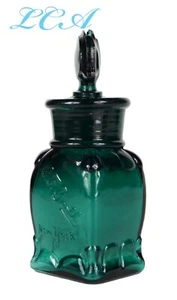 Antique SMELLING SALT bottle TEAL BLUE GREEN color C.F. BOOTH Co w/ stopper BIM - Picture 1 of 5