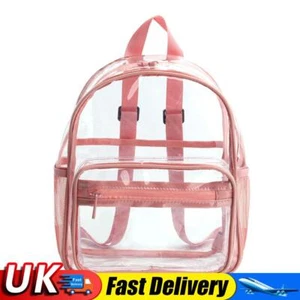 Mochilas PVC Transparentes Manija Superior Mochila Escolar Impermeable (Rosa) Reino Unido - Imagen 1 de 11
