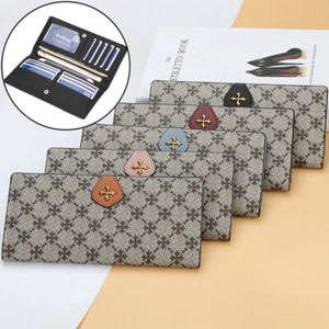 Long Clutch Wallets Women Large Capacity Card Holder Purse Handbag Phone Bag - Picture 1 of 16