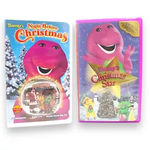 Barney Christmas 2 VHS lot Barney’s Christmas Star & Night Before Christmas  - Picture 1 of 8