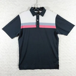 Footjoy Golf Polo Shirt Mens Medium Blue Colorblock Athletic Fit Short Sleeve - Picture 1 of 9