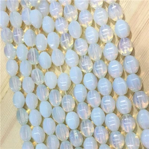 Cuentas sueltas de oliva hexágono facetado ópalo blanco de 14x10 mm 1 hebra/28 piezas 15,5" HH661 - Imagen 1 de 1