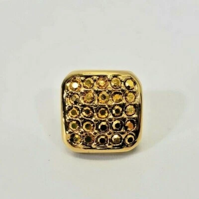 NEW St. John Replacement Button Square Gold Plate Marcasite Stud Accent 14mm - Image 1 of 3