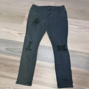 Old Navy Curvy Skinny Jeans Size 14 High Rise Black Stretch Distressed - Picture 1 of 4