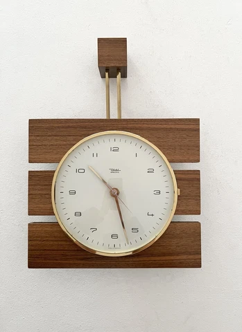 Vintage Mid Century Teak & Brass Wall Clock Cover