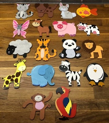 DOVECRAFT Large Wooden/Felt Zoo & Farm Animals x 18 BN Children or Adult Craft