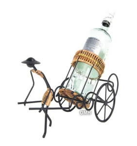 Soporte individual para botella de vino Rickshaw asiático exhibición de metal decoración oriental decorativa - Imagen 1 de 8