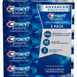 Crest 3D White Advanced Whitening Toothpaste, 5.2 oz, 5-count - Picture 1 of 4