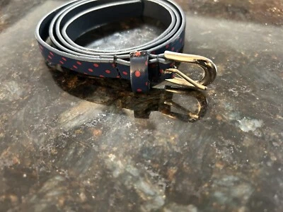 Темно-синий пояс узкие в горошек женщин 38» рокабилли серебряная пряжка женщины - Изображение 1 из 4