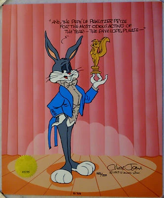 CHUCK JONES PEWLITZER PRIZE ANIMATION CEL BUGS BUNNY SIGNED #482/750 W/COA - Image 1 of 4