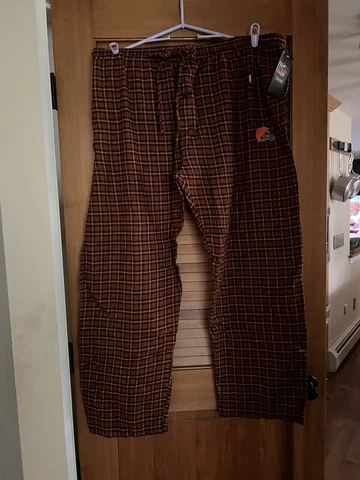 Men's Cleveland Browns NFL Team Apparel Flannel Pants Size XL (NWT) Cover