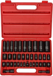 38-Piece Impact Socket Set 8-32 mm 6-Point High-Torque Metric Hand Tools 3/8" - Picture 1 of 5