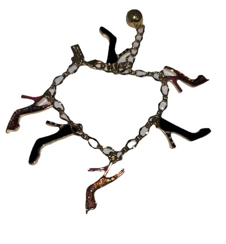 Kate Spade Scarpa In Charm Bracciale Smalto Multicolore Tono Oro Tacchi Alti 8" LN