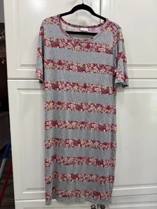 Maxi abito Lularoe Julia a righe paisley stampa floreale morbido elasticizzato XL - Foto 1 di 4