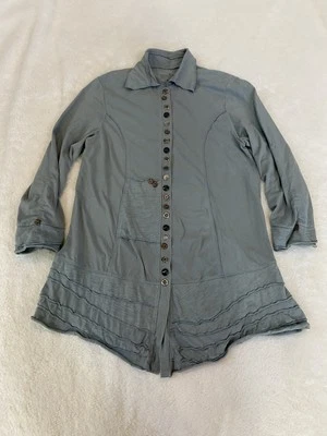 Cárdigan boho con botones delanteros de algodón verde talla grande Buda neón para mujer Foto 1 de 4