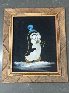 Chilly Willy, el Pingüino Pantoja Original Firmado Pintura Terciopelo Enmarcado c1970s - Imagen 1 de 5