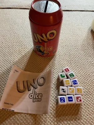UNO Dice Game RED SODA POP CAN Complete Retired Game! - Image 1 of 4