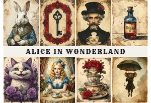 Conjunto de impresión de arte de cuento de hadas victoriano de Alicia en el país de las maravillas a tu elección - Imagen 1 de 3