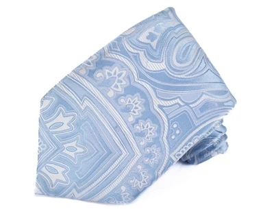 Hermosa corbata Bugatti para hombre azul cachemira y plata 100 % seda 60+” x 4” W Foto 1 de 4