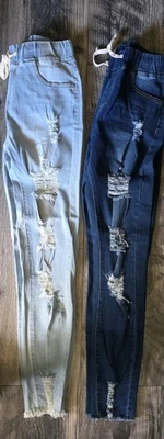 Женские эластичной галстук искусственно состаренные брюки/леггинсы размер маленький, набор из 2 - Изображение 1 из 4