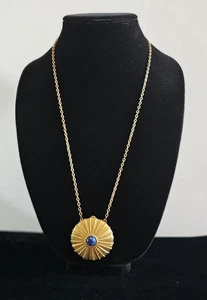 Vintage Estee Lauder Youth Dew Solid Perfume Compact Necklace Blue Lapis Stone - Picture 1 of 16