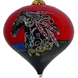 Bill Rabbit Imagine Horse Reverse Painted Glass Christmas Top Ornament Southwest - Picture 1 of 2