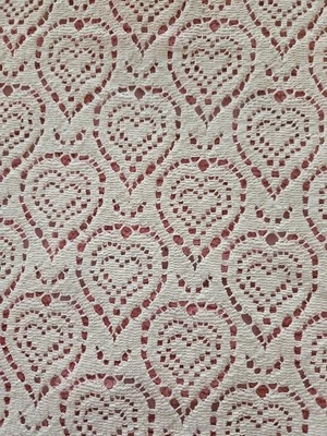 Crochet Style Stretch Hearts Cutout Print Fabric Mid Weight Home Decor 3 YR X 57 - Image 1 of 4