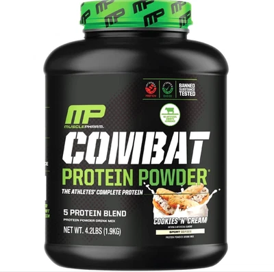 Proteína en polvo MP Muscle Pharm Combat galletas 'N' crema 4,2 libras caducidad 12/27 SELLADA Foto 1 de 4