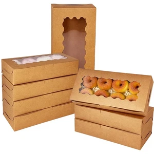 50 Packungen Braun Keksdose mit Fenster 12x5,5x2,5 Zoll Zwei Verwendungen Gebäck Kekse... - Bild 1 von 8
