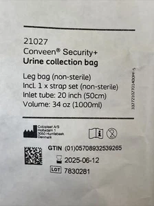 Conveen Security+ Harnbeinbeutel mit Klemmventil 1000 ml, Knickschutzschlauch - Bild 1 von 4