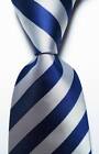 New Classic Striped Blue Grey JACQUARD WOVEN Silk Men's Tie Necktie