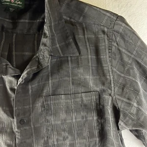 David Taylor Luxus Mikrofaser Schwarz Kariert Kariert Button Down Kurzarm M - Bild 1 von 6