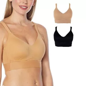 Rhonda Shear 2-pack Molded Cup Bra with Cross Back Mesh Detail 775-296 , Size L - Picture 1 of 3