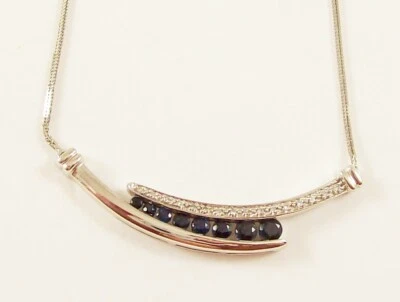 COLGANTE/COLLAR MODERNO 10K WG CON DIAMANTES Y ESPINELAS, SELLO, ITALIA Foto 1 de 4