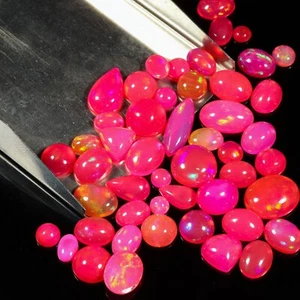 Natural Ethiopian Pink Opal Cabochon Lot Welo Fire Opal Making Jewelry Mix Shape - Picture 1 of 6