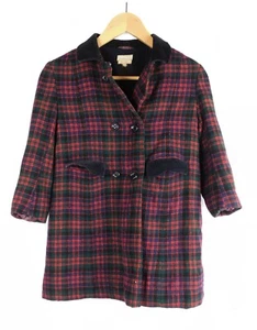 Thalhimers Multicolor Plaid Heavy Wool Coat England Size 7 Vtg Childs 1960s - Picture 1 of 6