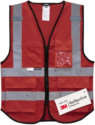 Salzmann 3M Gilet réfléchissant à haute visibilité rouge/gris Unisexe Taille S/M - Photo 1/4