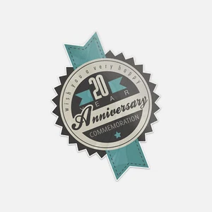 Anniversary 20 Twenty Year Commemoration Label Vinyl Sticker Decal - Picture 1 of 1