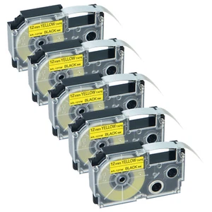 5 cintas PK XR-12YW 12 mm negras sobre amarillas para CS 1/2" KL-120 1500 C500 780 8800 - Imagen 1 de 12