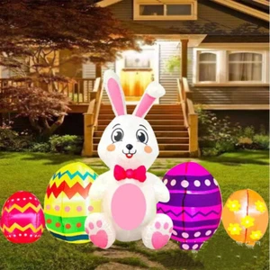 100cm Easter Inflatable Bunny Decorations Build-in LED Easter Egg Rabbit Inflata - Picture 1 of 4
