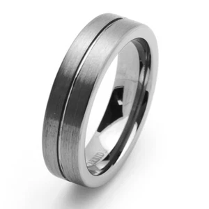 6MM Comfort Fit Tungsten Carbide Wedding Band Grooved Flat Ring / Free Gift Box - Picture 1 of 1