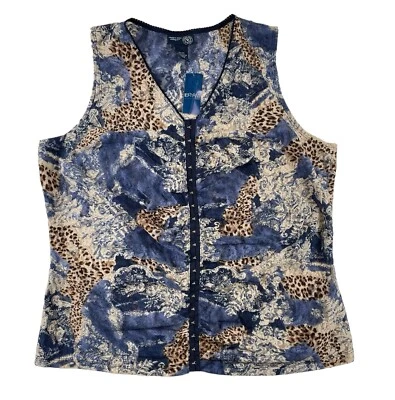 Blusa Venezia para mujer 22/24 azul marrón transparente estampado de leopardo look tie dye nueva con etiquetas Foto 1 de 4