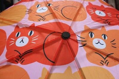 Naranja Gato Paraguas Gato Dama Cuadrado NUEVO NUEVO CON ETIQUETAS Foto 1 de 4