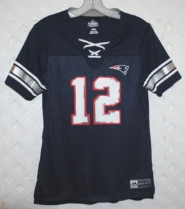 Majestic New England Patriots #12 Tom Brady Shirt Youth Medium NFL Blue - Picture 1 of 4