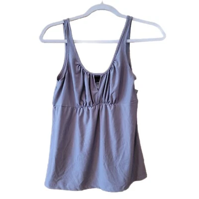 Camiseta sin mangas Attention para mujer S pequeña gris sin mangas cuello redondo ojo de cerradura peplum  Foto 1 de 4