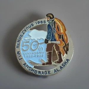 Fur Rendezvous 1985 50th Anniversary Anchorage Alaska Trapper Anstecknadel - Bild 1 von 4